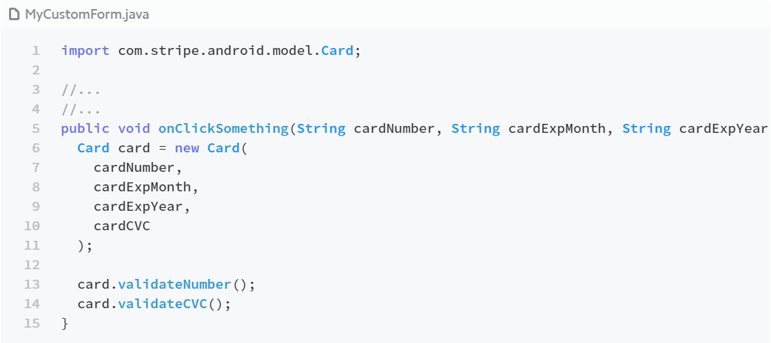 Making and Validating Cards using Custom Form