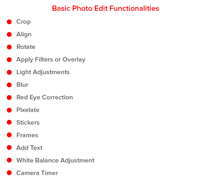 basic photo editing functionalities