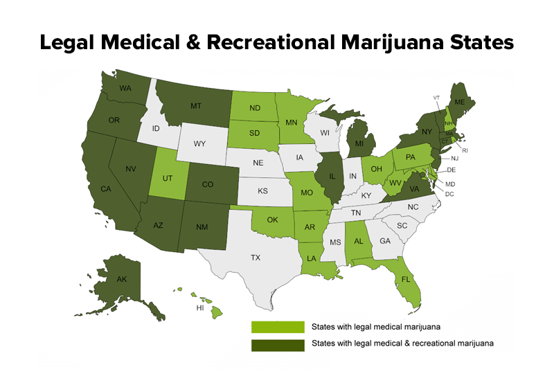 legal medical and recreational marijuana states