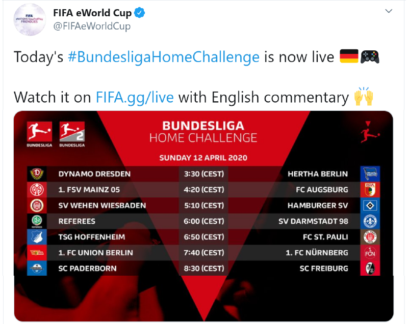 tweet by fifa eWorld cup