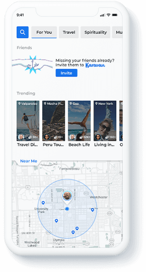 Karavan social networking app screen 2 Karavan social networking app screen 2