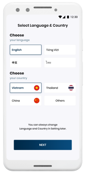 Nova App - Choose Language & Country Option
