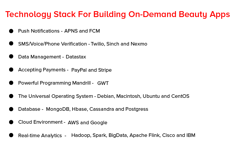 Technology stack for building on demand beauty apps